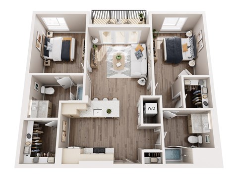 Floor plan for 2 beds, 2 baths, 1092 sqft
